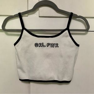 CIDER graphic GrlPower knit crop tank top